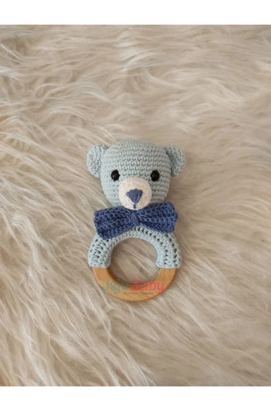Jaju Baby Amigurumi Ayıcık Diş Kaşıyıcılı Çıngırak 14 Cm - 1