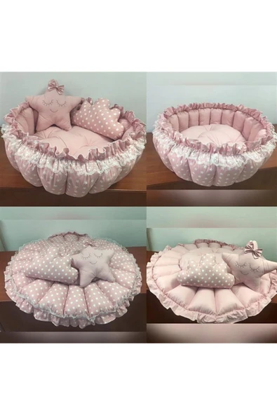 Jaju Baby Pudra Yıldızlı Tasarım Açılır Kapanır Oyun Minderi Bebek Yuvası Jaju-babynest Anne Yanı - 1