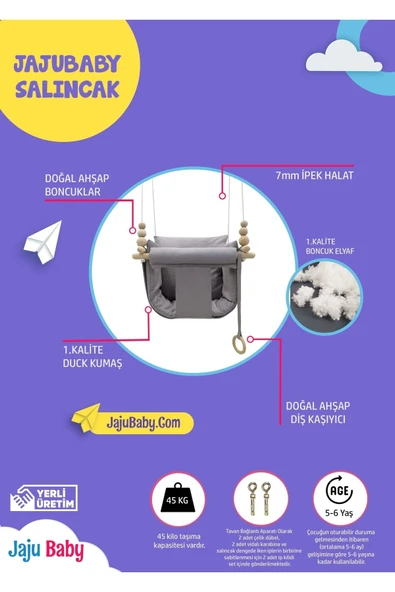 Jaju Baby Rüya Turuncu Salıncak Bebek Salıncak Çocuk Salıncağı - 2