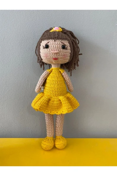 Jaju Baby Amigurumi Sarı Elbiseli Kız 26 Cm - 1
