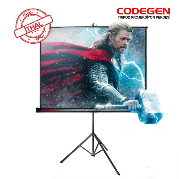 Codegen Tx-20 Trıpod Projeksiyon Perdesi 200x200 (arkası Siyah Fonlu - Taşınabilir Ayaklı Model) - 1