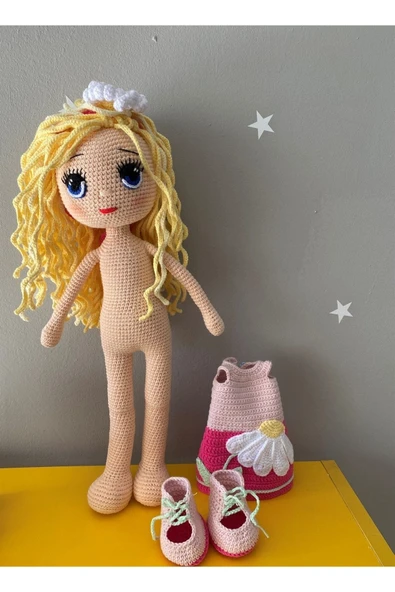 Jaju Baby Amigurumi Sarı Saçlı Kız 40 cm - 2