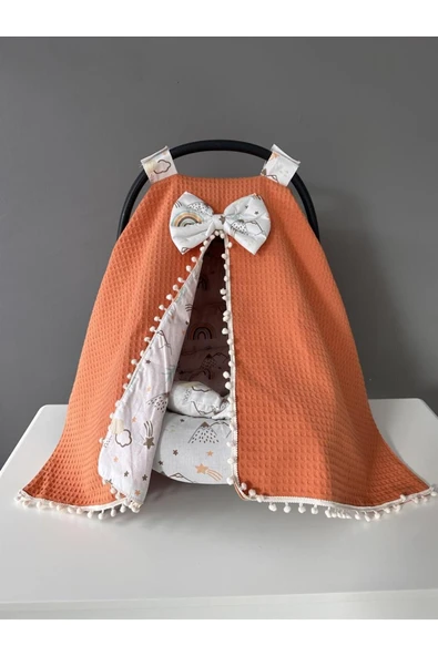 Jaju Baby Kiremit Pike Kumaş %100 Organik Puset Örtüsü ve Minderi - 2