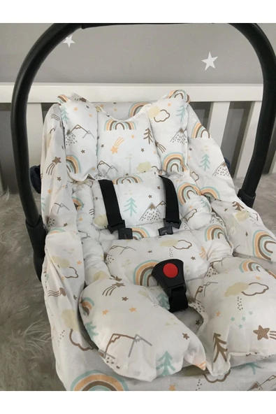 Jaju Baby Dağ Ve Gökkuşağı Desenli Puset Minderi / Bebek Arabası Minderi - 2