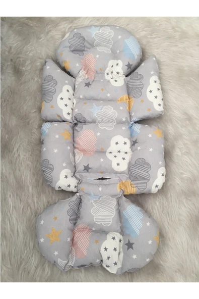 Jaju Baby Karışık Bulut Desenli Bebek Arabası Minderi