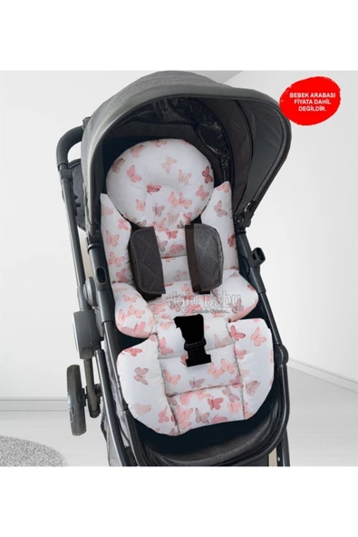 Jaju Baby Pembe Kelebekli Bebek Arabası Minderi