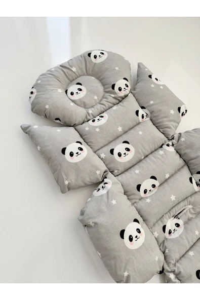 Jaju Baby Gri Panda Desenli Bebek Arabası Minderi