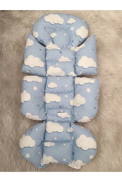 Jaju Baby Mavi Bulut Desenli Bebek Arabası Minderi