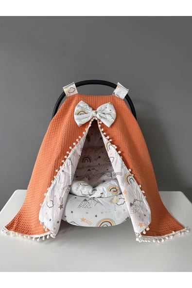 Jaju Baby Kiremit Pike Kumaş %100 Organik Puset Örtüsü ve Minderi