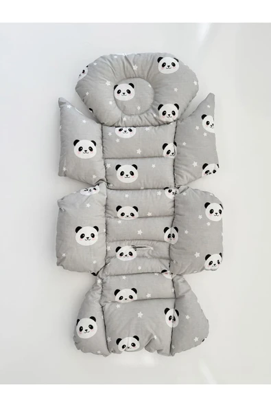 Jaju Baby Gri Panda Desenli Bebek Arabası Minderi - 2