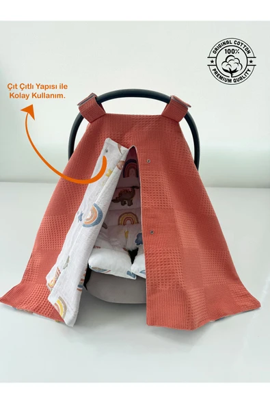 Jaju Baby Sevimli Dino Müslin Puset Örtüsü ve Puset Minderi