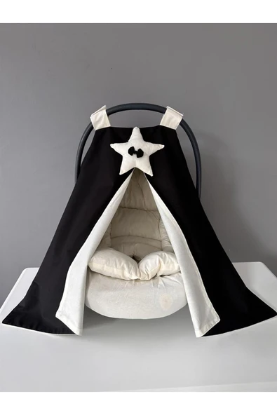 Jaju Baby Siyah Tasarım Puset Örtüsü Ve Puset Minderi