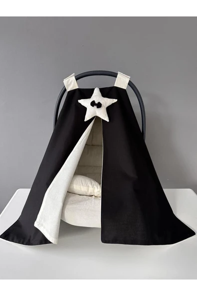 Jaju Baby Siyah Tasarım Puset Örtüsü Ve Puset Minderi - 2