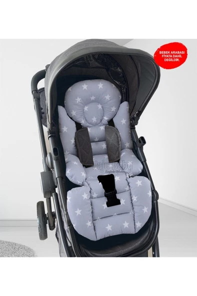 Jaju Baby Gri Yıldızlı Bebek Arabası Minderi