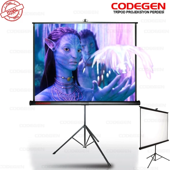 Codegen Tx-18 Trıpod Projeksiyon Perdesi 180x180 (arkası Siyah Fonlu - Taşınabilir Ayaklı Model) - 1