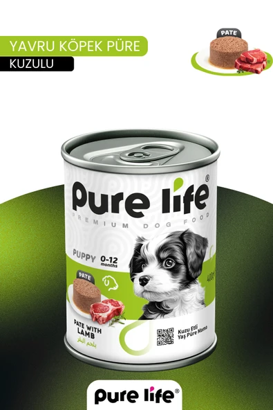 PURELİFE PATE KUZU ETLİ YAVRU KÖPEK KONSERVE MAMA 400GR