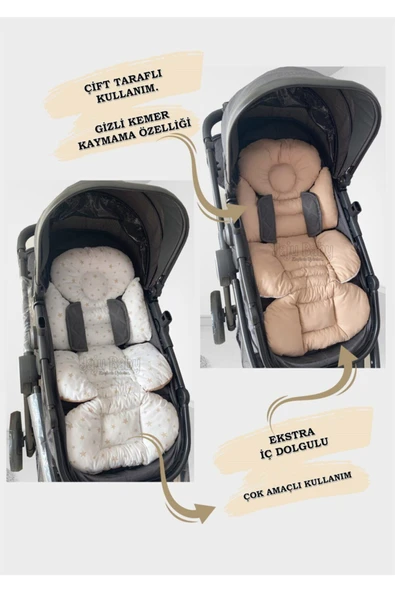Jaju Baby Kahve Yıldızlı Bebek Arabası Minderi - 3