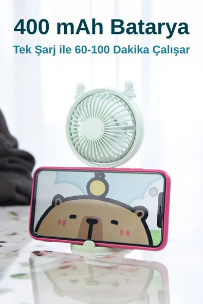 Taşınabililir Mini Usb Şarjlı 3 Kademeli El Masaüstü Vantilatör Fan Soğutucu YM88216 - 4