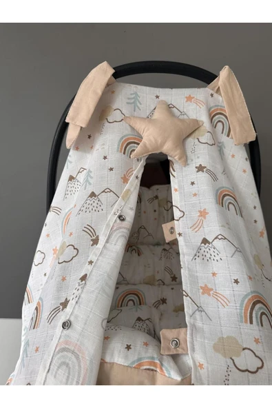 Jaju Baby Dağ Müslin Kumaş Organik Puset Örtüsü ve Minderi - 2