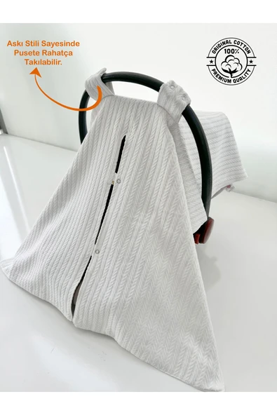 Jaju Baby Çift Taraflı Puset Örtüsü ve Puset Minderi Gold Micky Örgü Kumaş - 6