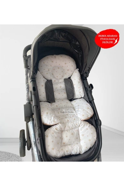 Jaju Baby Kahve Yıldızlı Bebek Arabası Minderi - 2