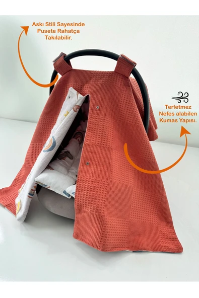 Jaju Baby Sevimli Dino Müslin Puset Örtüsü ve Puset Minderi - 2