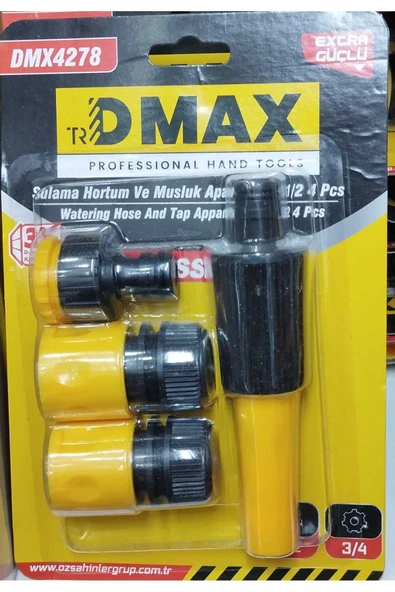 DMAX SULAMA HORTUM VE MUSLUK BAĞLANTI APARATI 1/2 4 PARÇA - 1
