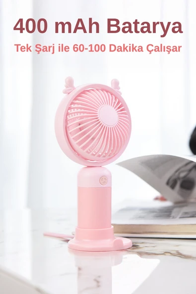 Taşınabililir Mini Usb Şarjlı 3 Kademeli El Masaüstü Vantilatör Fan Soğutucu YM88216 - 9