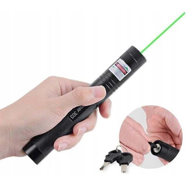 PowerMaster OM-120118650 Pilli Şarjlı Anahtar Emniyetli Yeşil Lazer Pointer (50 KM) - Resim 3