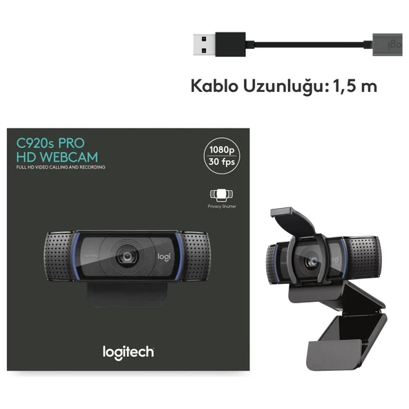 Logıtech 960-001252, C920s, Hd Pro 1080p/30 Fps, Dahili Çift Mikrofonlu, Full Hd, Webcam - 4