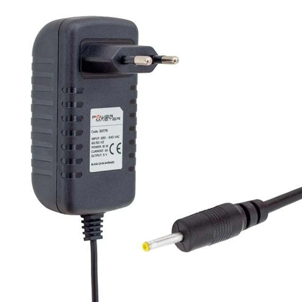 Powermaster PM-33779 5 Volt - 3 Amper 2.5*0.7 Mm Uçlu Plastik Kasa Priz Tipi Adaptör - 1