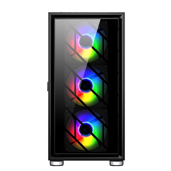 1ST PLAYER AR7-G SİYAH 750W 80+ SILVER ATX 3.1 ARGB 4X12CM FAN TEMPERLİ CAM USB 3.0 ATX KASA - 2