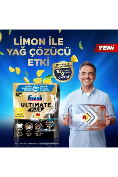 Ultimate Plus Hepsi Bir Arada 60 Kapsül Limon Bulaşık Makinesi Deterjanı Tableti - 3