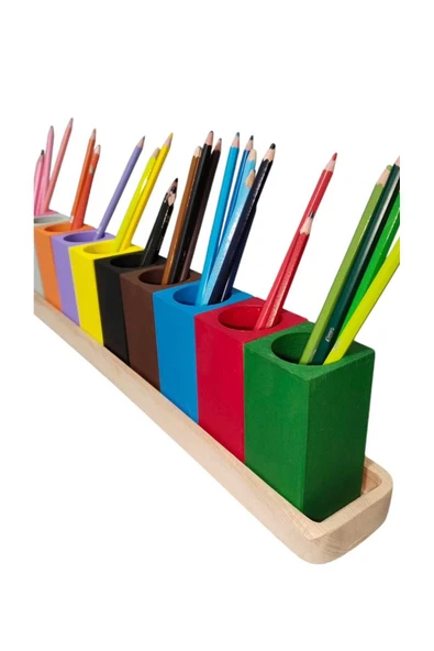 WOODTOY'S ORGANİK OYUNCAK DÜNYASI MONTESSORİ AHŞAP KALEMLİK - 6
