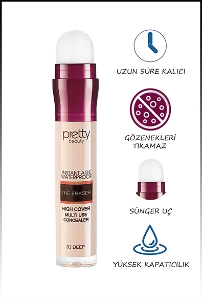 Pretty Beauty Instant Age Waterproof The Eraser Kapatıcı Sünger Concealer 03 - 2