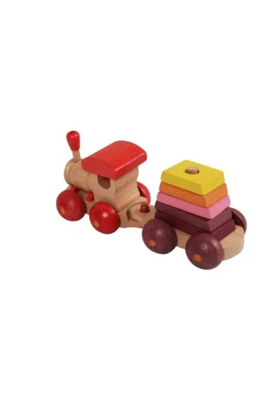 WOODTOY'S ORGANİK OYUNCAK DÜNYASI PİRAMİT VAGONLU AHŞAP TREN - 2