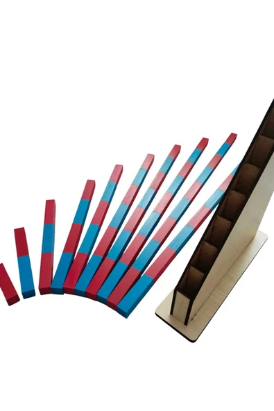 WOODTOY'S ORGANİK OYUNCAK DÜNYASI MONTESSORİ KIRMIZI MAVİ ÇUBUKLAR - 6