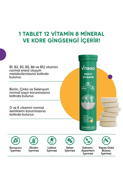 VİTAGO-Vitamin Promultivit 20li Efervesan Tablet - Resim 2