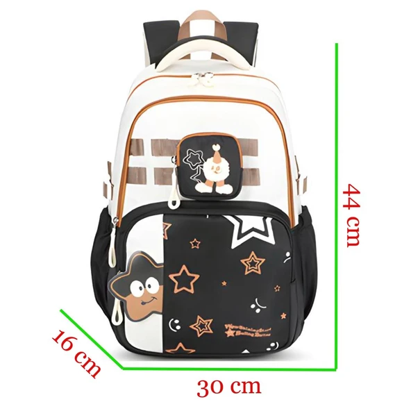 Muggle 3 Bölmeli New Star Kolej Okul Sırt Çantası Siyah (MU-1889) - Resim 2