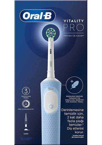 Oral-B Vitality Pro Protect X Clean Şarjlı Diş Fırçası Mavi