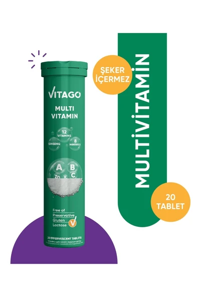 VİTAGO-Vitamin Promultivit 20li Efervesan Tablet ürün görseli