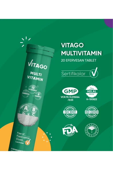 VİTAGO-Vitamin Promultivit 20li Efervesan Tablet - Resim 4