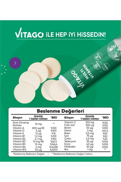 VİTAGO-Vitamin Promultivit 20li Efervesan Tablet - Resim 3