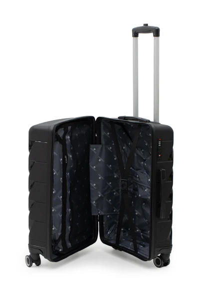 Copella Polipropilen & Kırılmaz 2'li Valiz Seti Orta & Kabin - Siyah - Resim 3