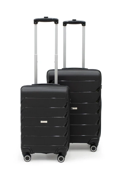 Copella Polipropilen & Kırılmaz 2'li Valiz Seti Orta & Kabin - Siyah