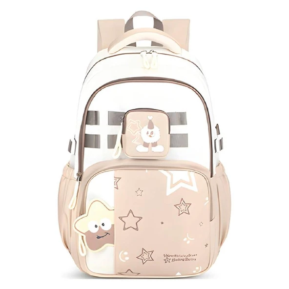 Muggle 3 Bölmeli New Star Kolej Okul Sırt Çantası Bej (MU-1926) ürün görseli