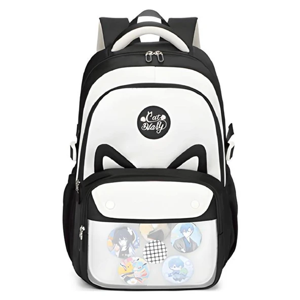 Muggle 3 Bölmeli Uniqe Cats Kolej Okul Sırt Çantası Siyah (MU-1827) ürün görseli