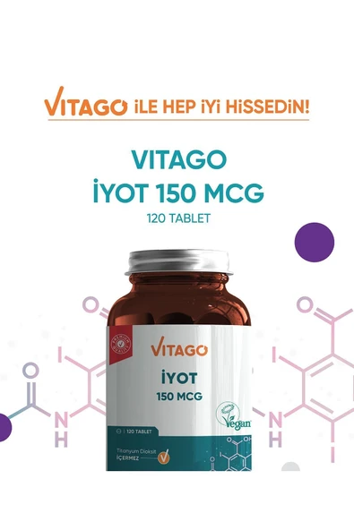 VİTAGO-Premium Iyot 150 Mcg Içeren Tablet Takviye Edici Gıda 120 Tablet - Resim 5