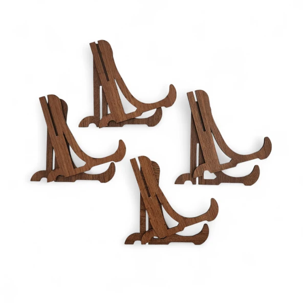 Tabak ve Süs Levhaları Gerçek Ahşap 4'lü Teşhir Ayağı 10 cm x 10 cm Stand - 4