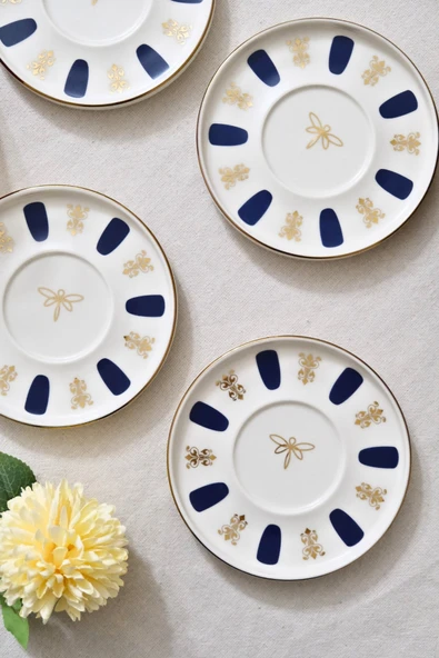 Tabak Evi Porselen Acem Zade Lacivert Çay Tabağı 12,5cm 4 lü - 2